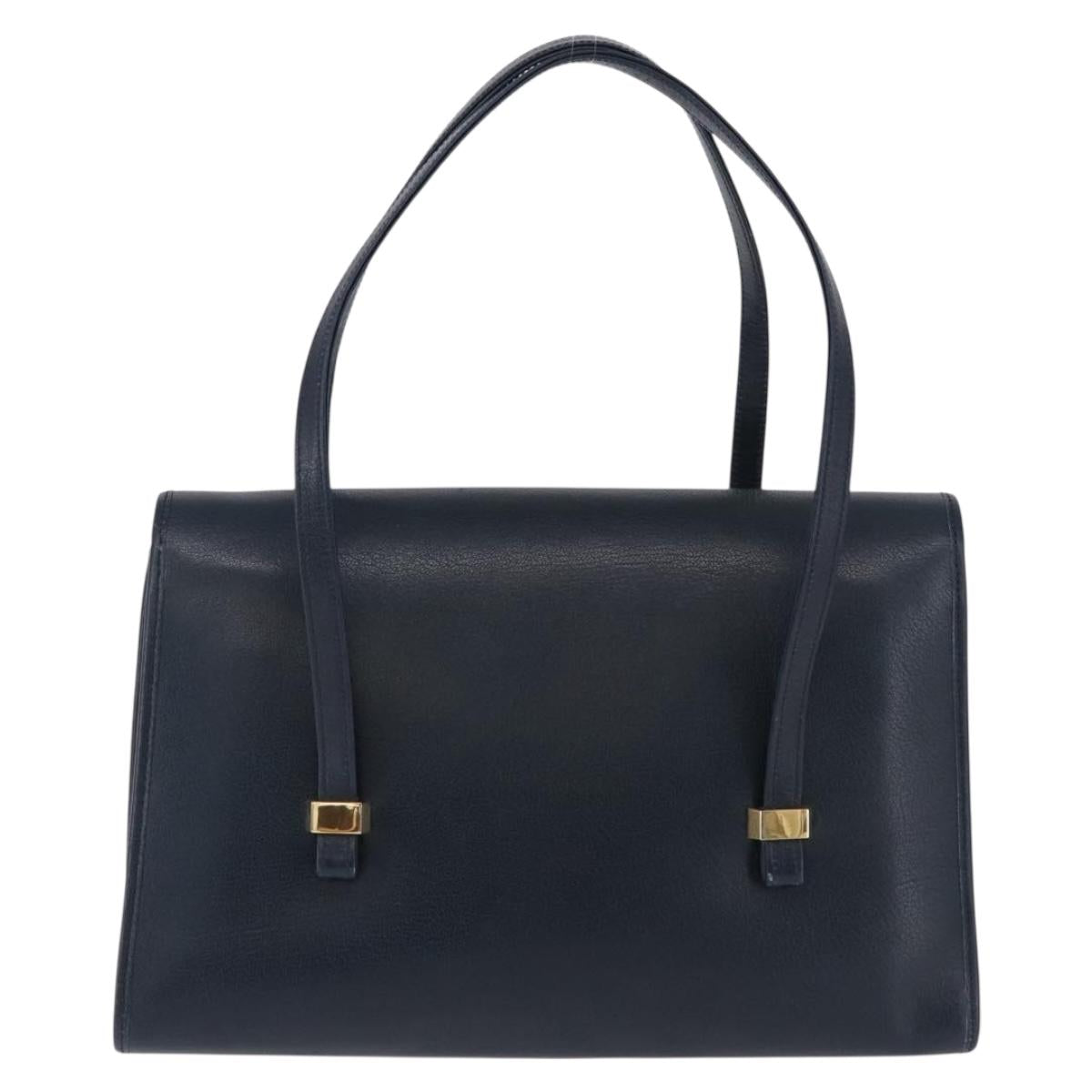 Christian Dior Hand Bag Leather Navy Gold Auth 193114 - Jerrillo image 3