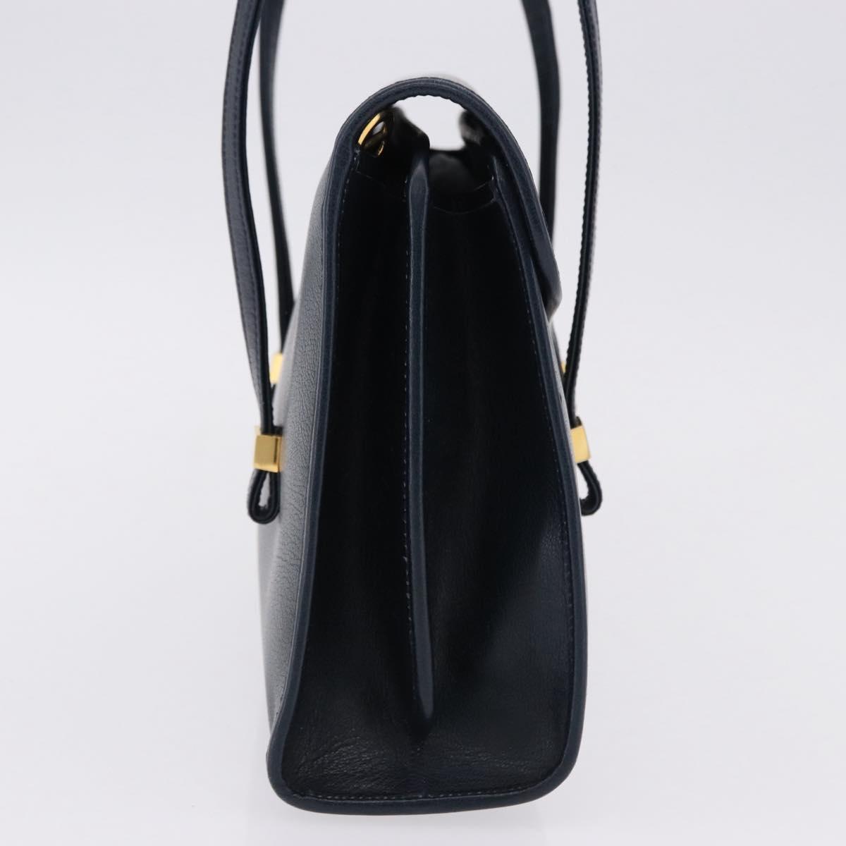 Christian Dior Hand Bag Leather Navy Gold Auth 193114 - Jerrillo image 5