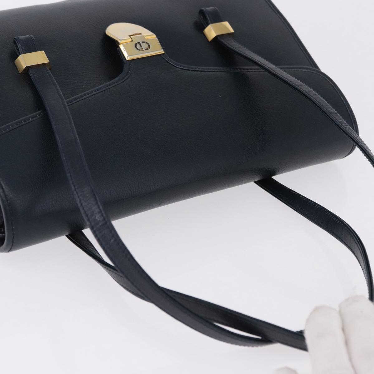 Christian Dior Hand Bag Leather Navy Gold Auth 193114 - Jerrillo image 6