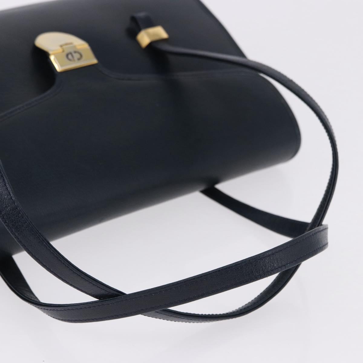 Christian Dior Hand Bag Leather Navy Gold Auth 193114 - Jerrillo image 7