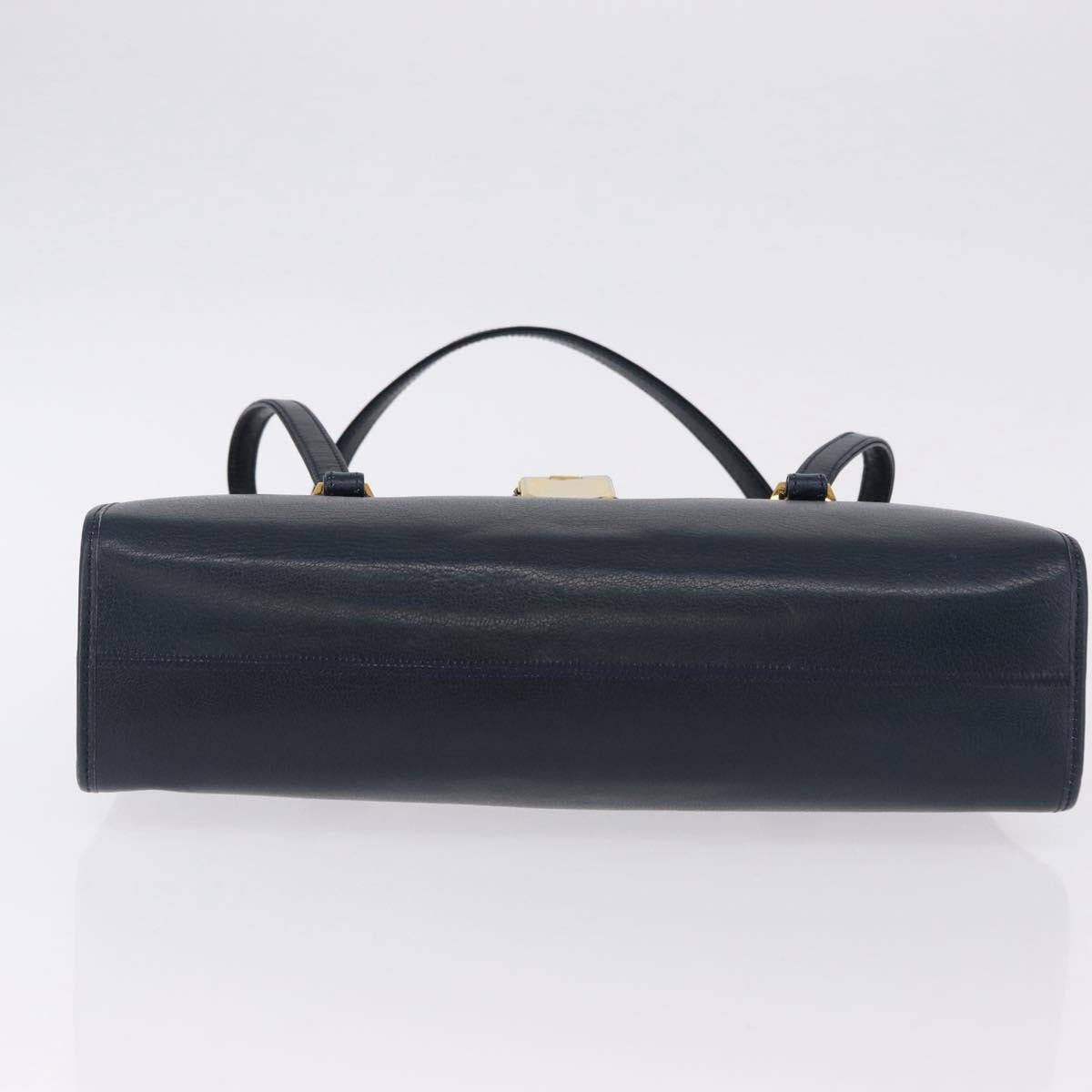Christian Dior Hand Bag Leather Navy Gold Auth 193114 - Jerrillo image 9