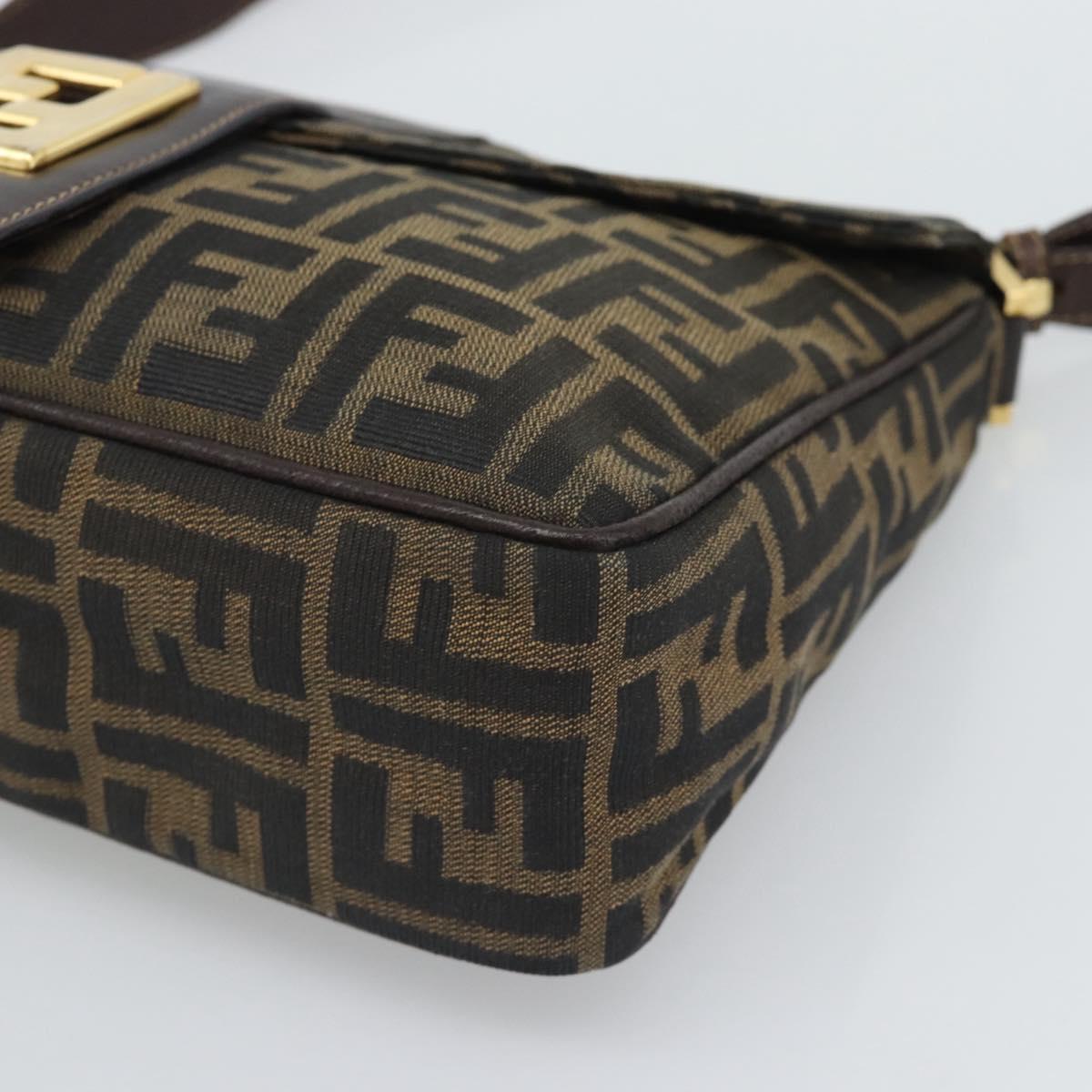 FENDI Zucca Canvas Shoulder Bag Brown Black Auth 193148V - Jerrillo image 9