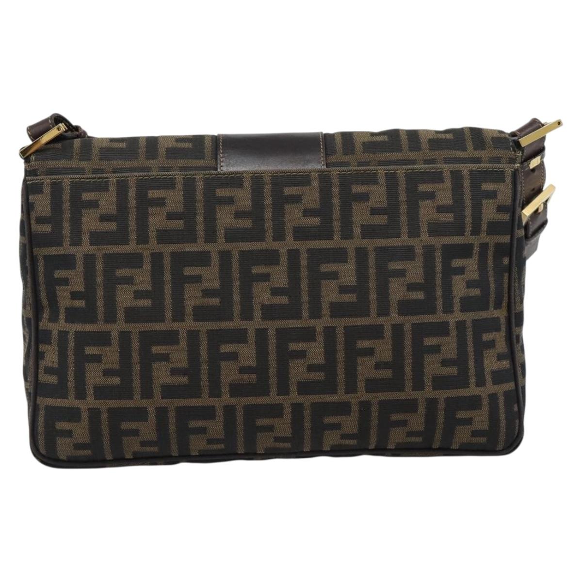 FENDI Zucca Canvas Shoulder Bag Brown Black Auth 193148V - Jerrillo image 2