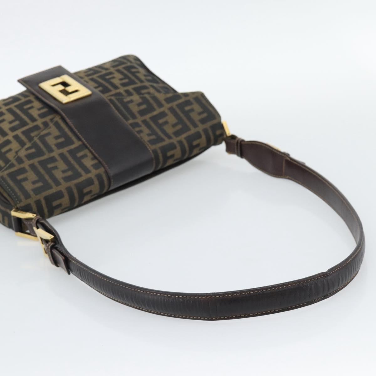 FENDI Zucca Canvas Shoulder Bag Brown Black Auth 193148V - Jerrillo image 7