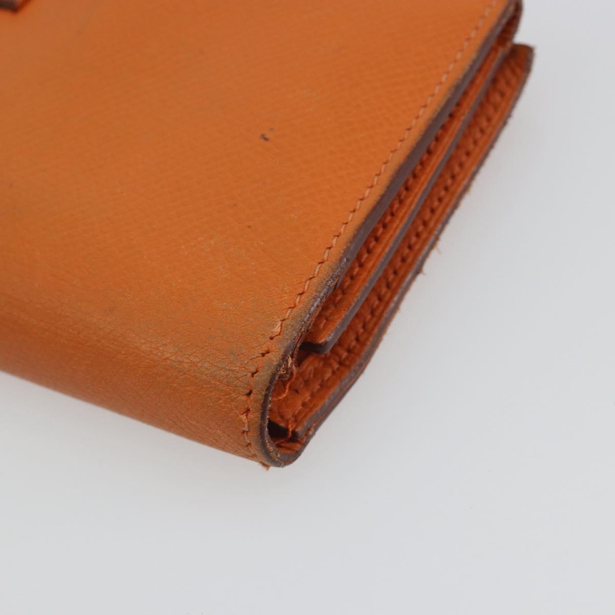 HERMES Bearn Dupri Long Wallet Leather Orange Gold Auth 193167 - Jerrillo image 10