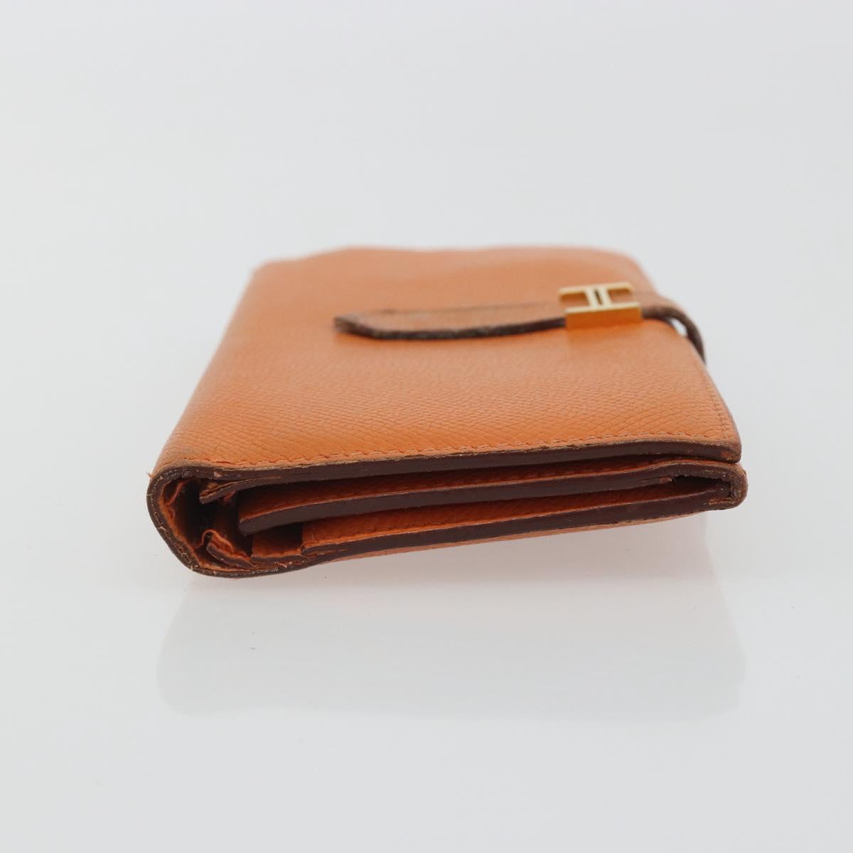 HERMES Bearn Dupri Long Wallet Leather Orange Gold Auth 193167 - Jerrillo image 4