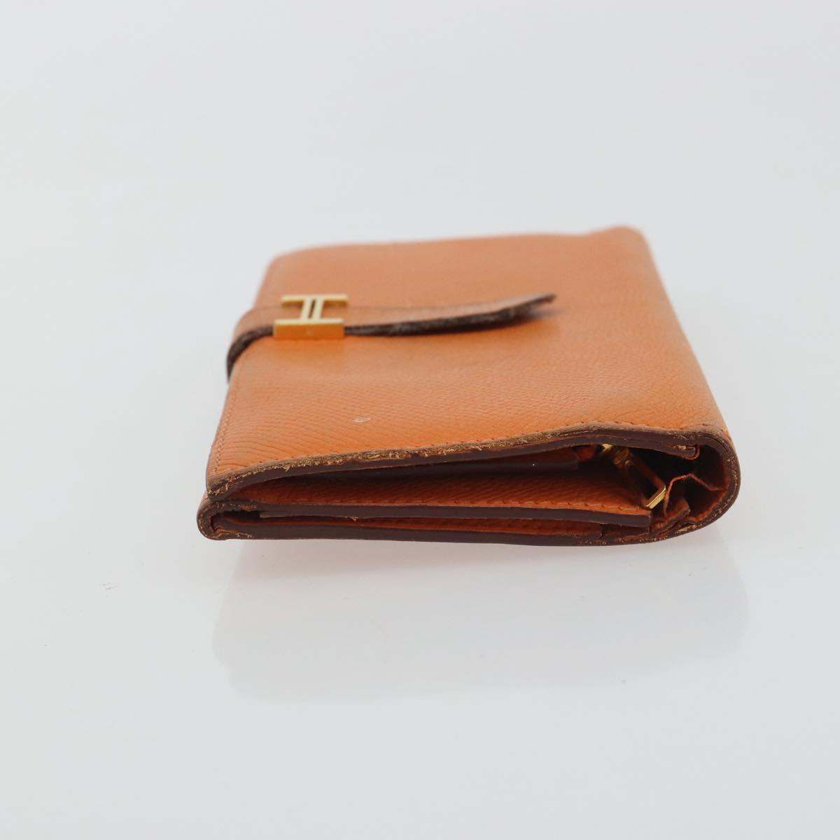 HERMES Bearn Dupri Long Wallet Leather Orange Gold Auth 193167 - Jerrillo image 5