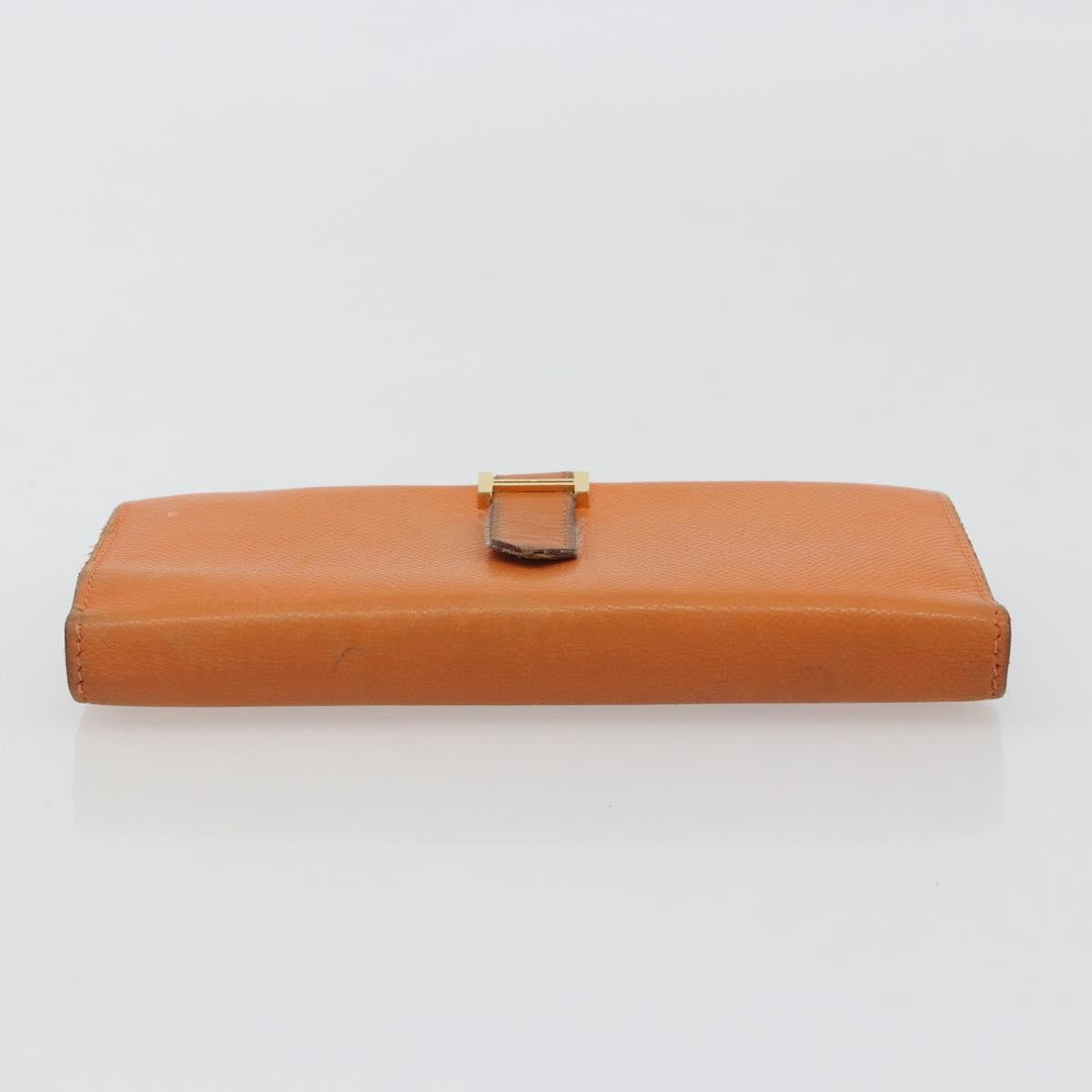 HERMES Bearn Dupri Long Wallet Leather Orange Gold Auth 193167 - Jerrillo image 7