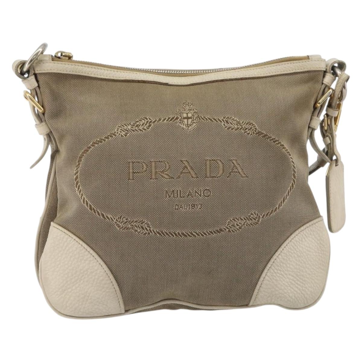 PRADA Shoulder Bag Canvas Beige Gold Auth 193355 - Jerrillo image 2