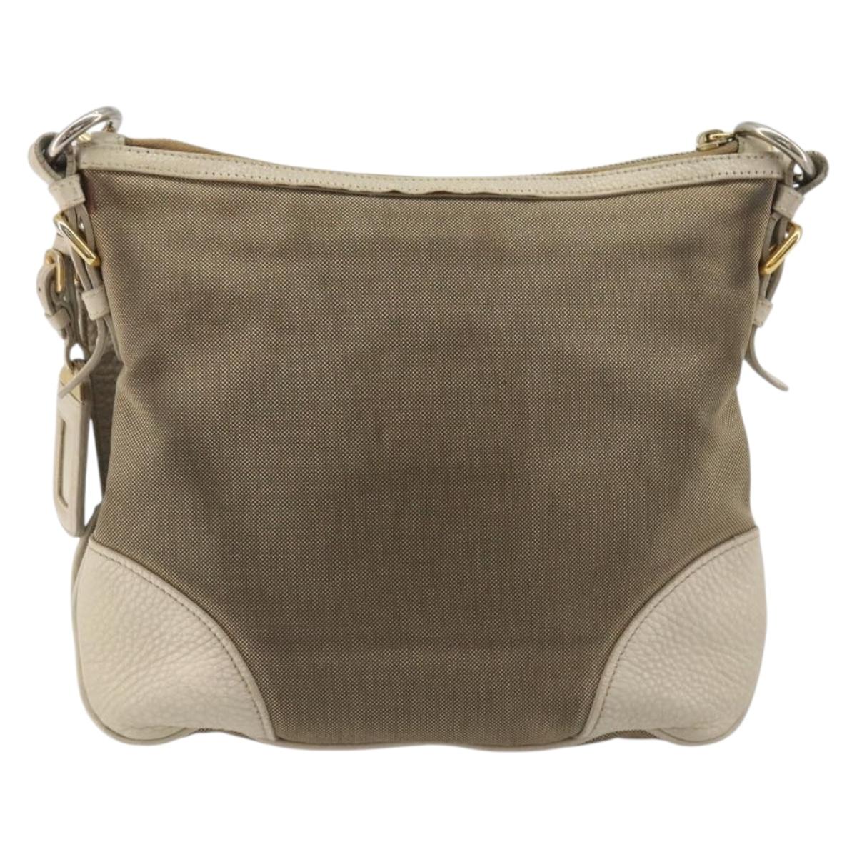 PRADA Shoulder Bag Canvas Beige Gold Auth 193355 - Jerrillo image 3