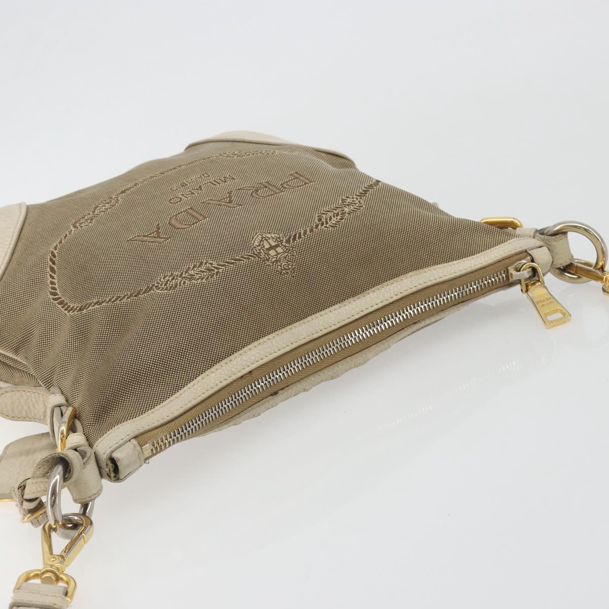 PRADA Shoulder Bag Canvas Beige Gold Auth 193355 - Jerrillo image 6