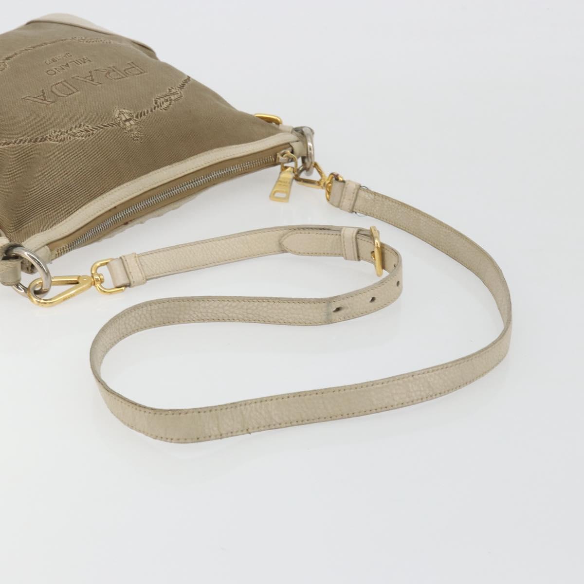 PRADA Shoulder Bag Canvas Beige Gold Auth 193355 - Jerrillo image 7