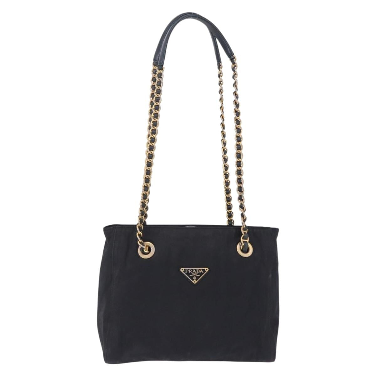 PRADA Chain Shoulder Tote Bag Nylon Black Gold Auth 193554 - Jerrillo image 2