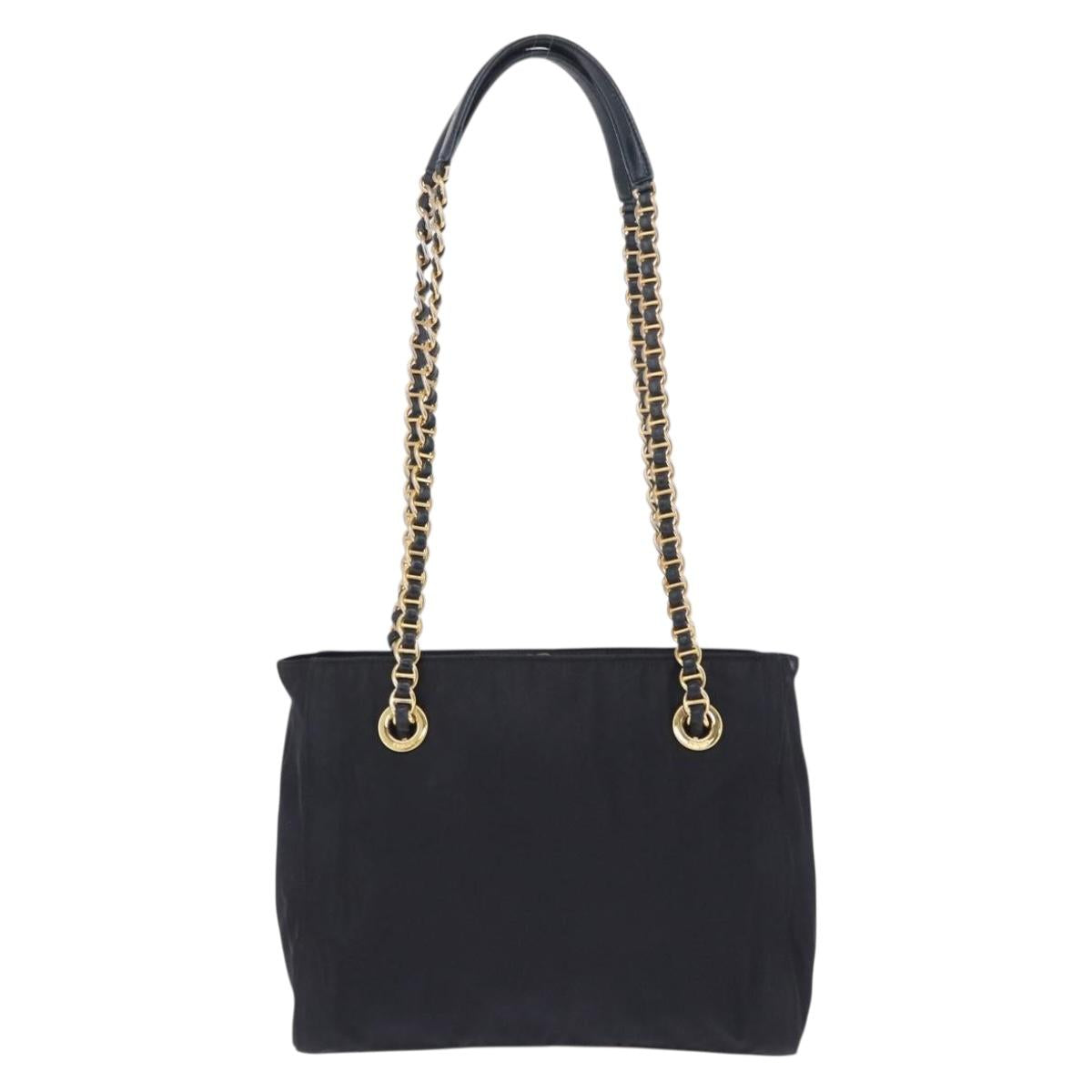 PRADA Chain Shoulder Tote Bag Nylon Black Gold Auth 193554 - Jerrillo image 3