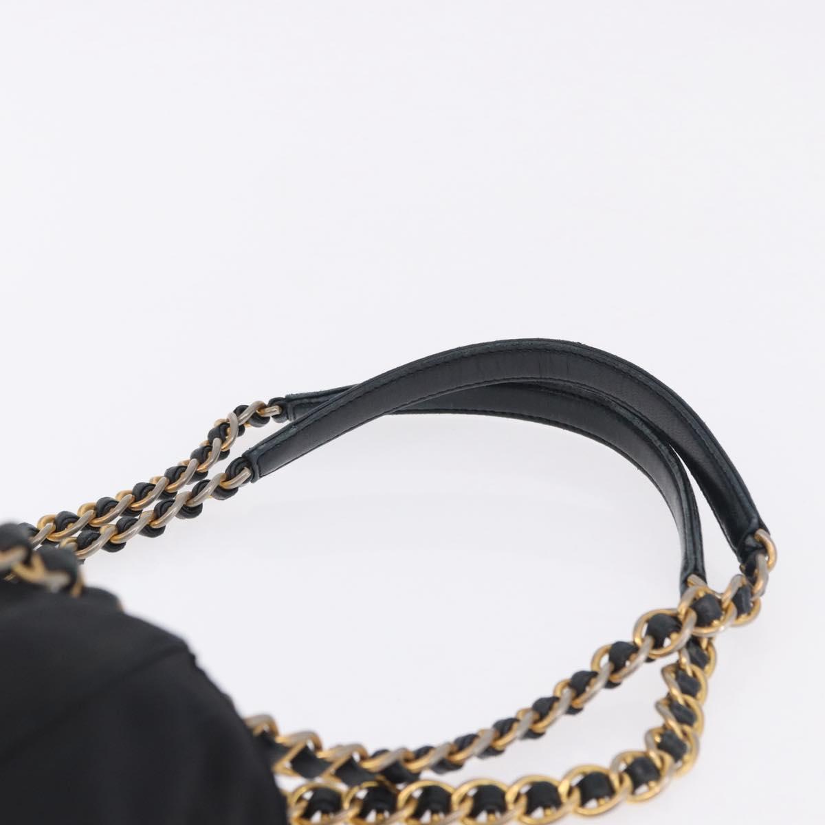 PRADA Chain Shoulder Tote Bag Nylon Black Gold Auth 193554 - Jerrillo image 8