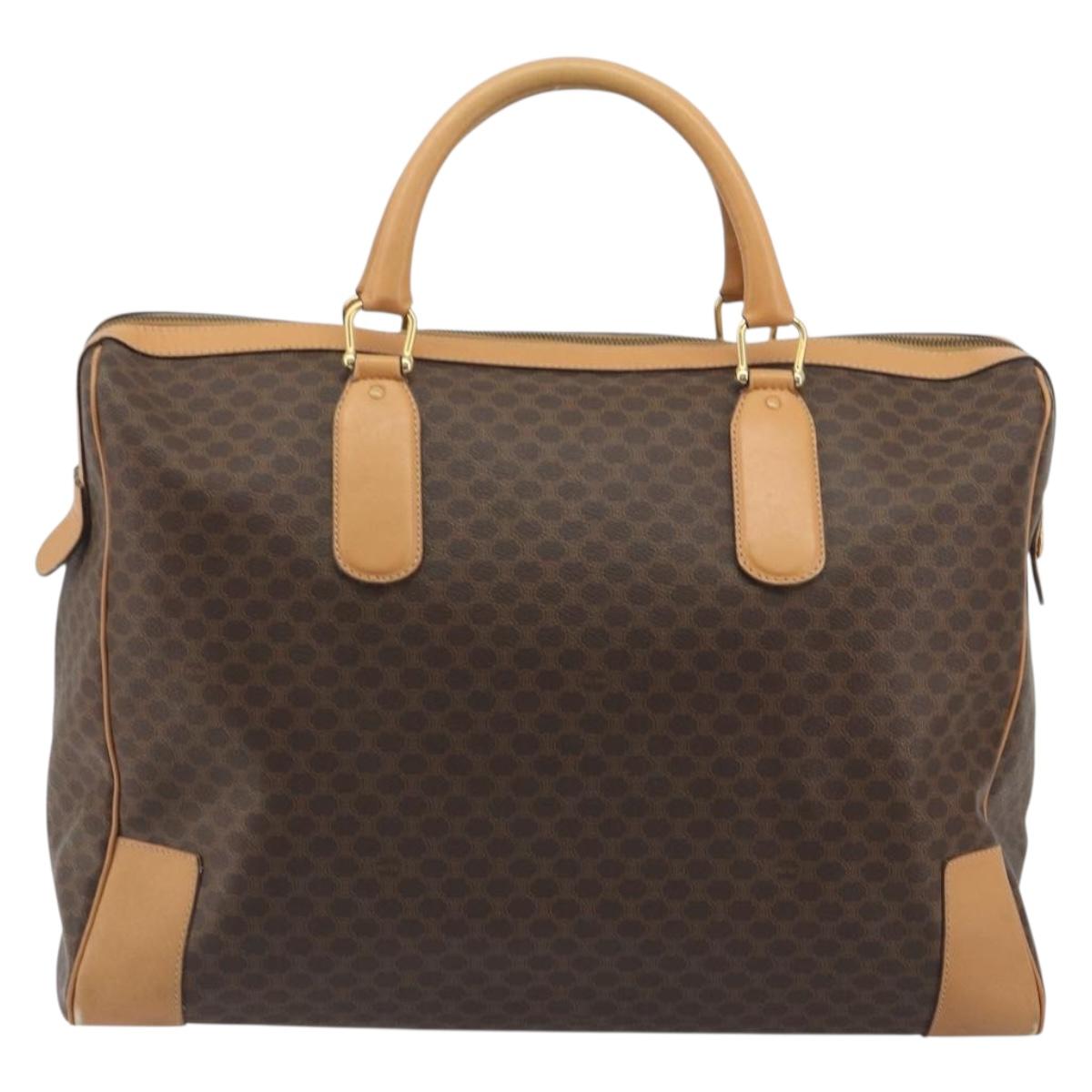 CELINE Macadam Canvas Boston Bag PVC Leather Brown Gold Auth 193560A - Jerrillo image 3