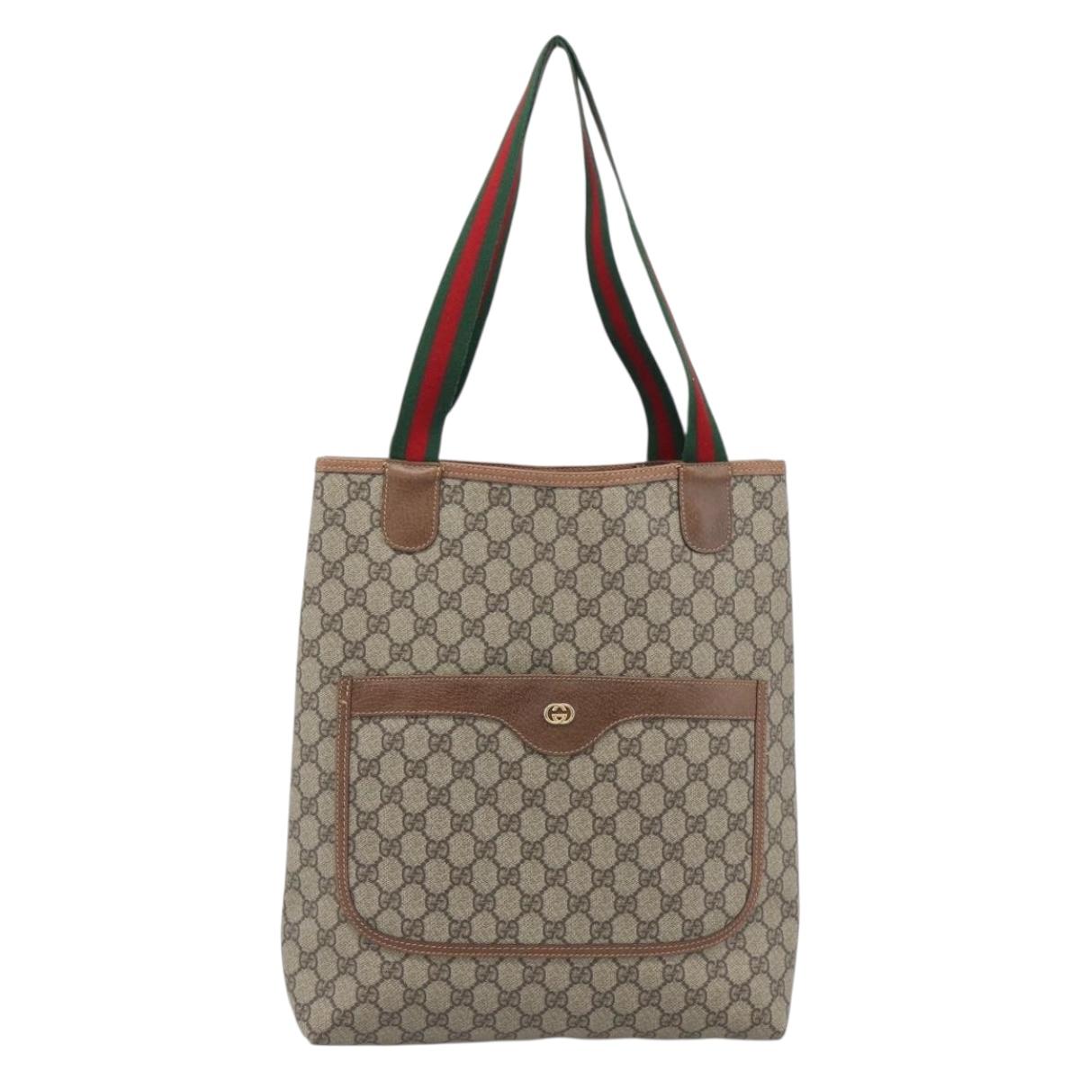 GUCCI GG Supreme Web Sherry Line Tote Bag PVC Beige Gold 002 58 6487 Auth 193572 - Jerrillo image 2