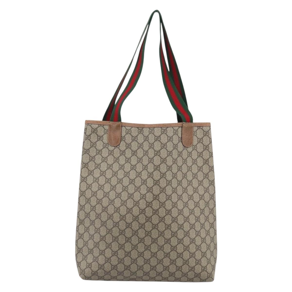 GUCCI GG Supreme Web Sherry Line Tote Bag PVC Beige Gold 002 58 6487 Auth 193572 - Jerrillo image 3