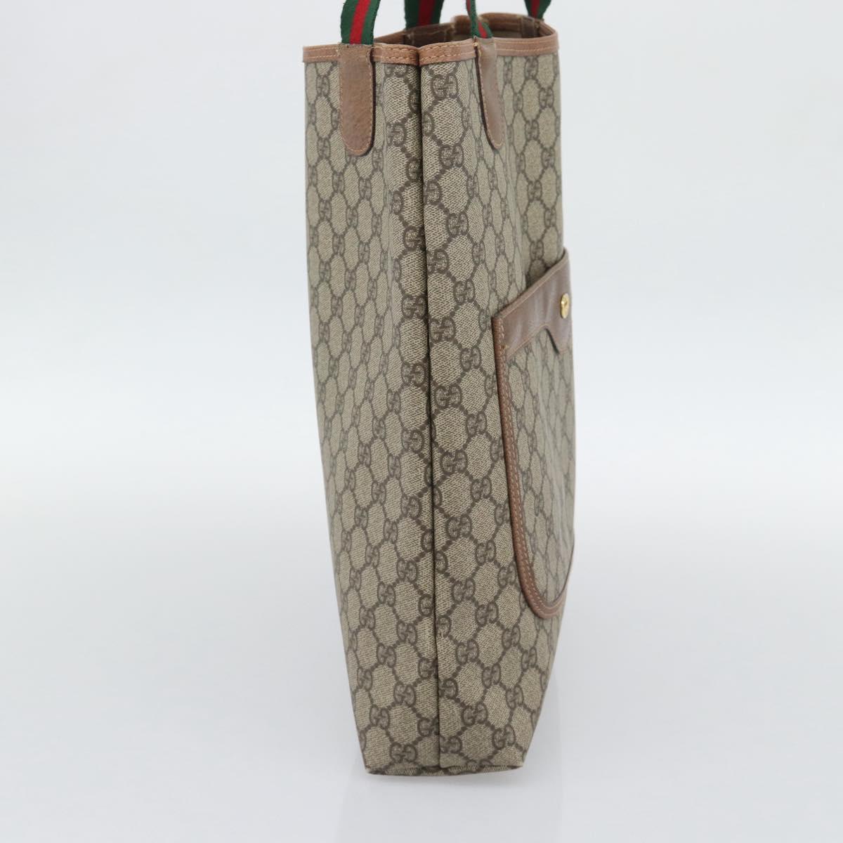 GUCCI GG Supreme Web Sherry Line Tote Bag PVC Beige Gold 002 58 6487 Auth 193572 - Jerrillo image 4