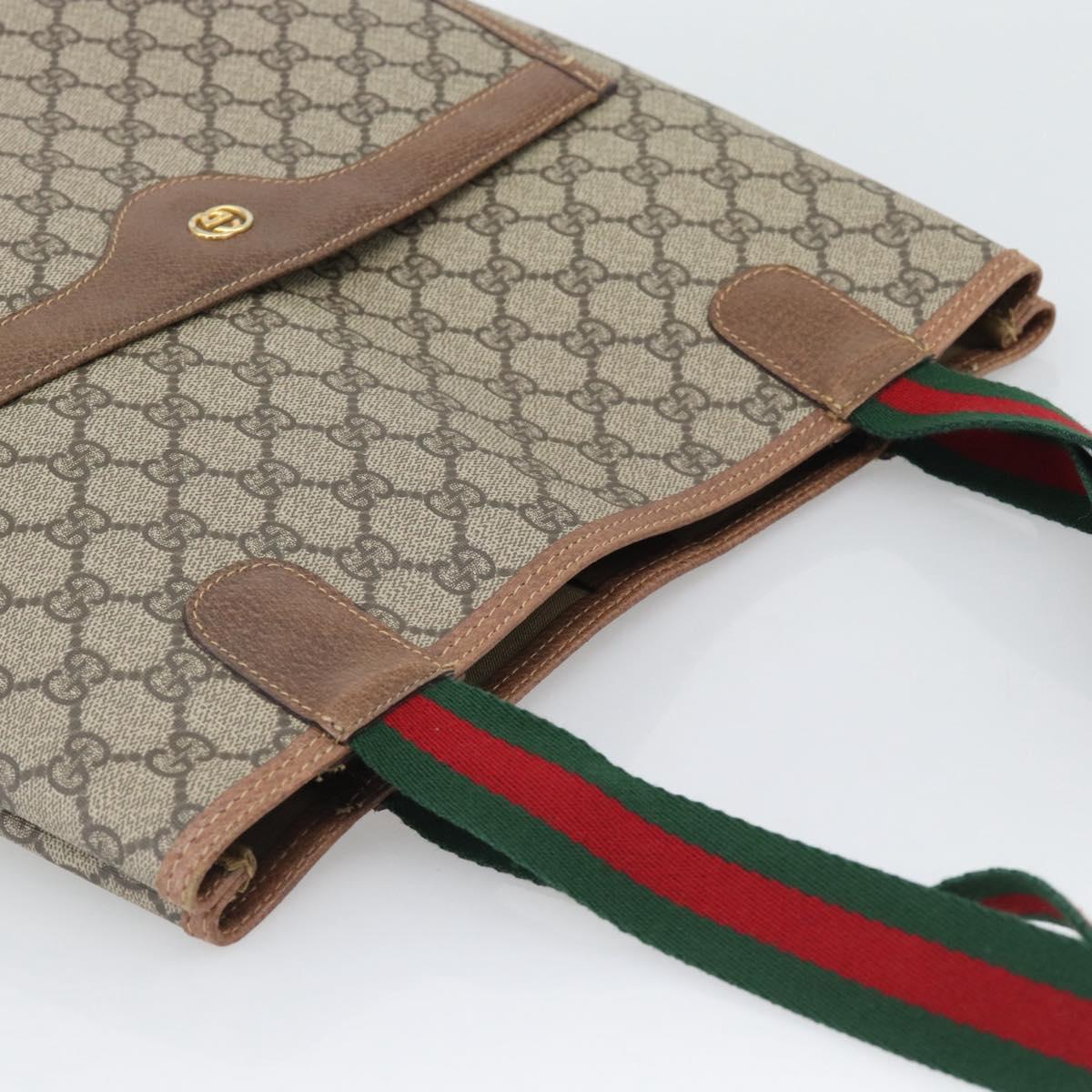 GUCCI GG Supreme Web Sherry Line Tote Bag PVC Beige Gold 002 58 6487 Auth 193572 - Jerrillo image 6