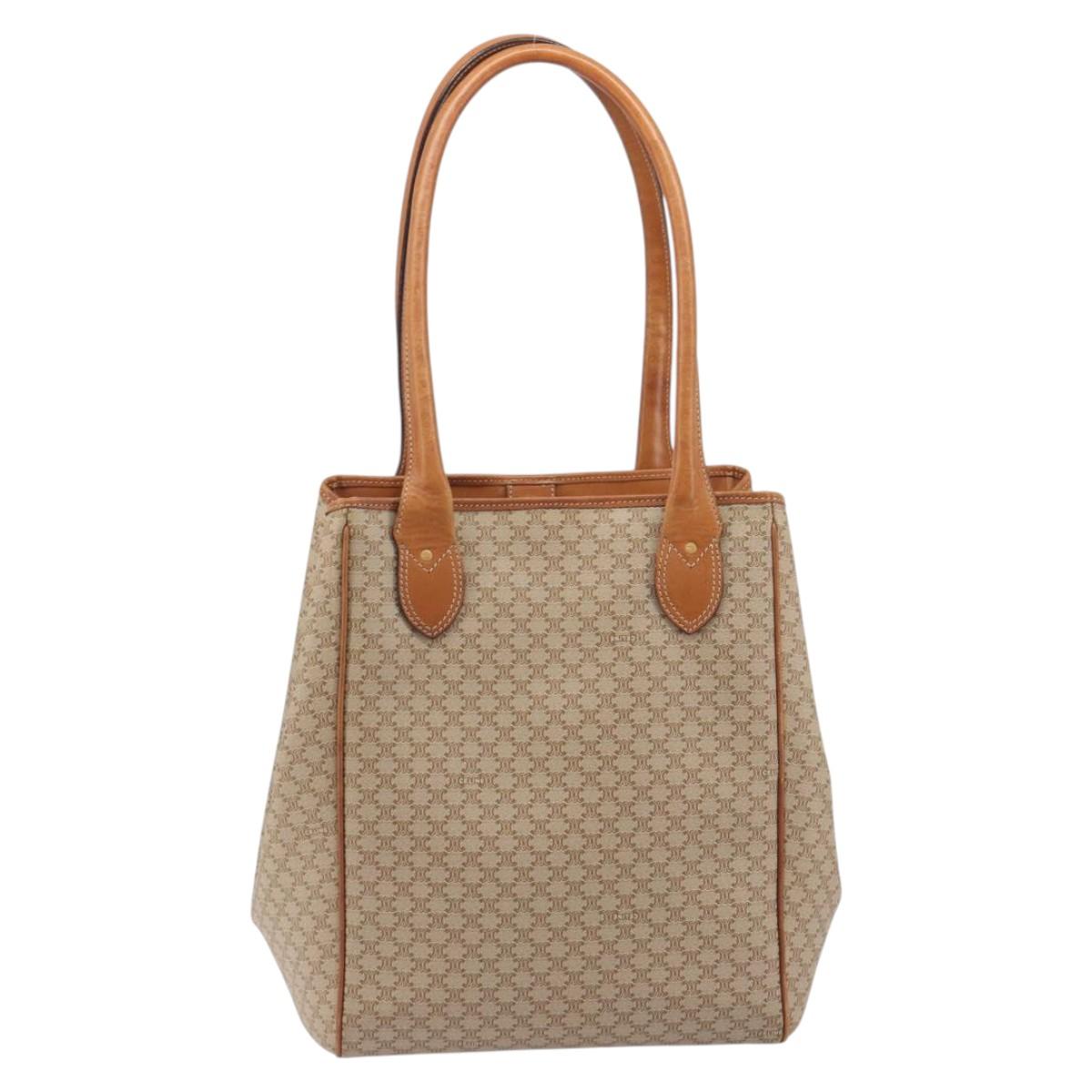 CELINE Macadam Canvas Tote Bag PVC Beige Gold Auth 193577 - Jerrillo image 3