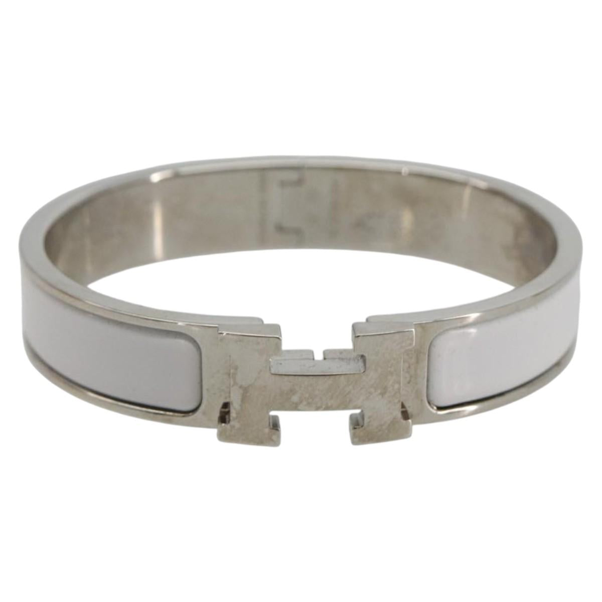 HERMES Click H Bracelet metal White Auth 193604M - Jerrillo image 2
