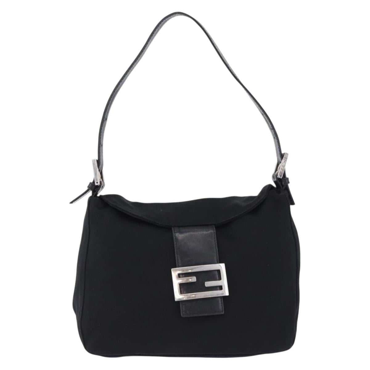 Borsa a tracolla FENDI Mamma Baguette in jersey di cotone, nera e argento, autentica 193880 image 2