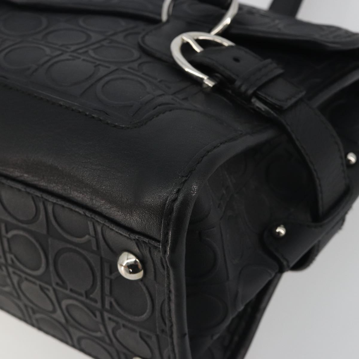 Salvatore Ferragamo Gancini Shoulder Bag Leather Black Silver Auth 193966A - Jerrillo image 10
