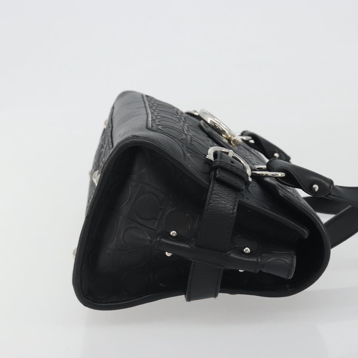 Salvatore Ferragamo Gancini Shoulder Bag Leather Black Silver Auth 193966A - Jerrillo image 4