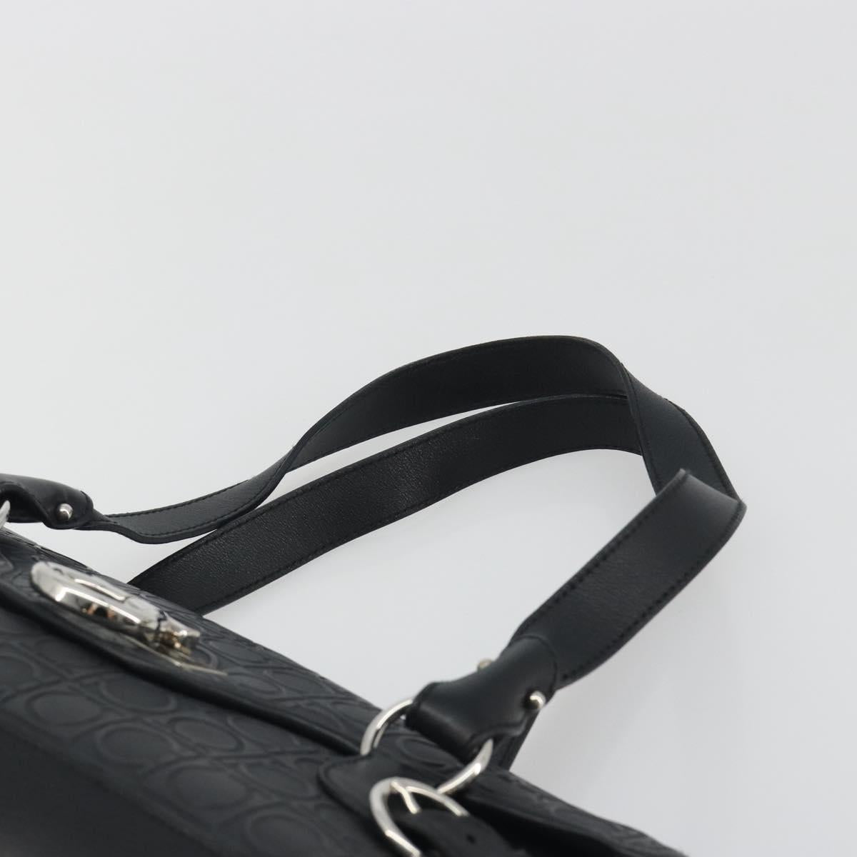 Salvatore Ferragamo Gancini Shoulder Bag Leather Black Silver Auth 193966A - Jerrillo image 8