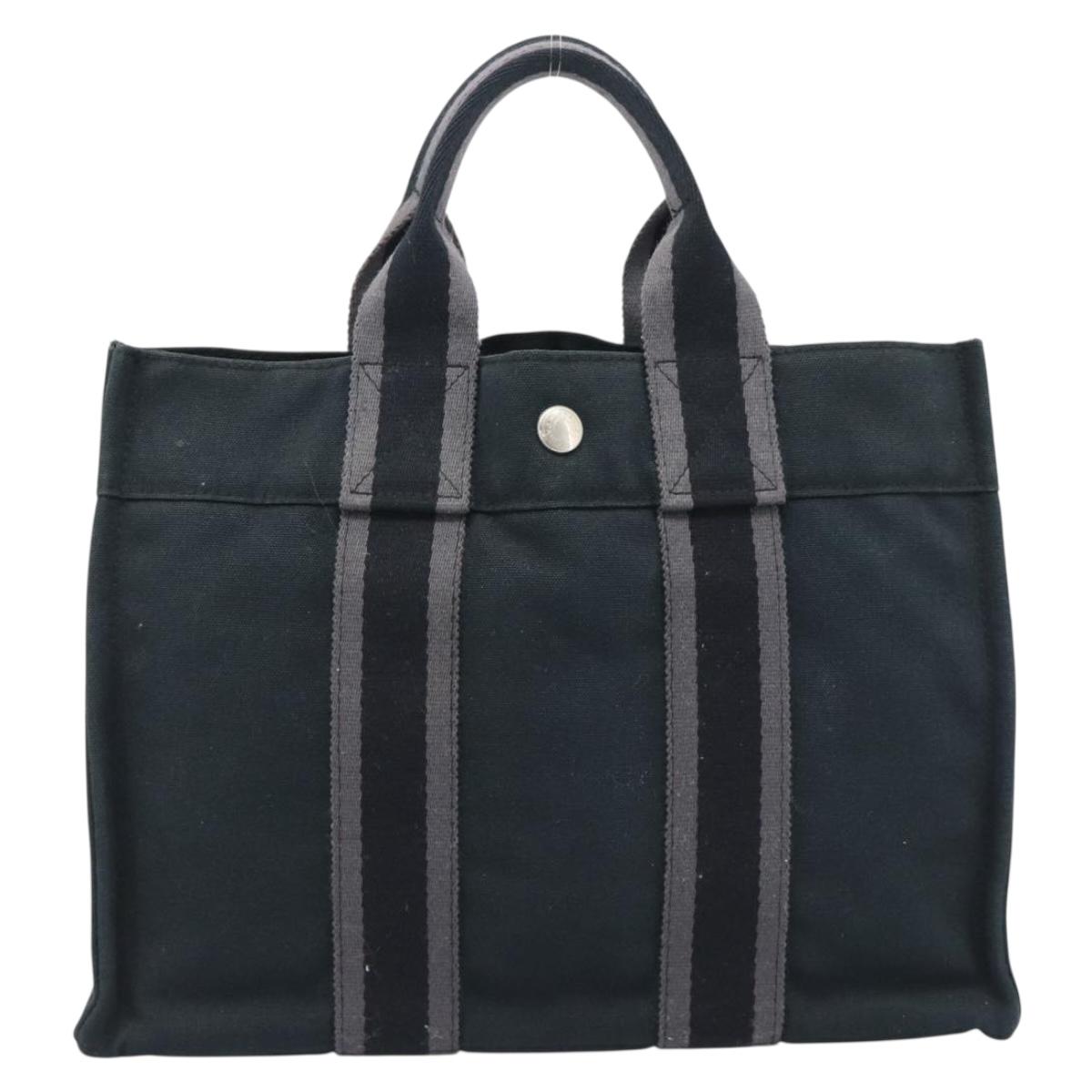 HERMES Fourre Tout PM Hand Bag Canvas Black Silver Auth 194555A - Jerrillo image 2