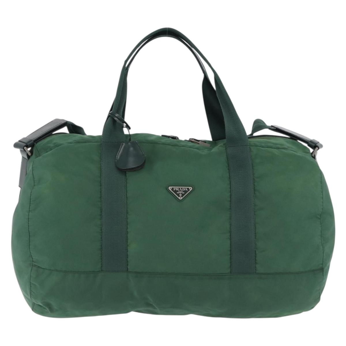 PRADA Boston Bag Nylon 2way Green Silver Auth 194594 - Jerrillo image 2