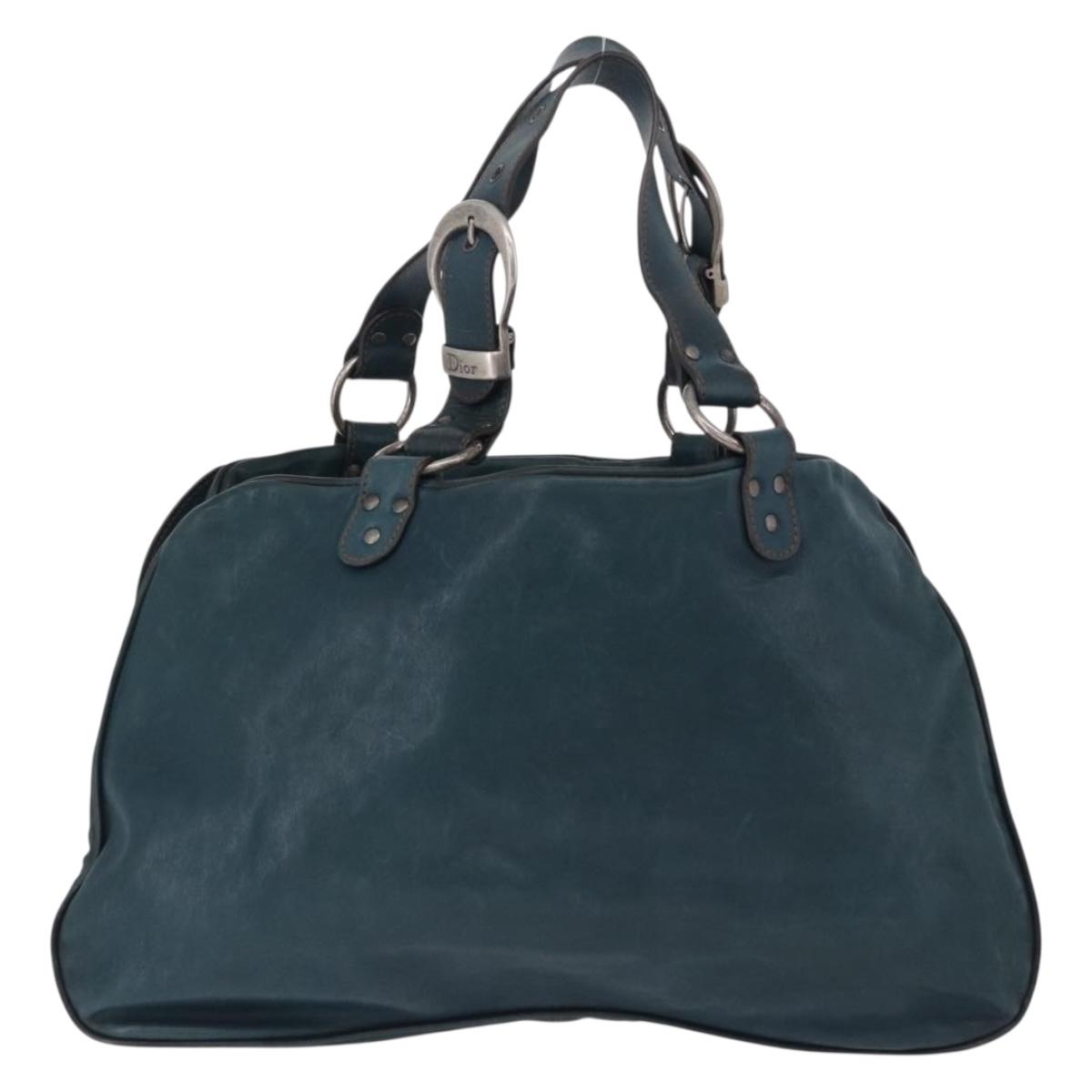 Christian Dior Gaucho Tote Bag Leather Green Silver Auth 194708V - Jerrillo image 3