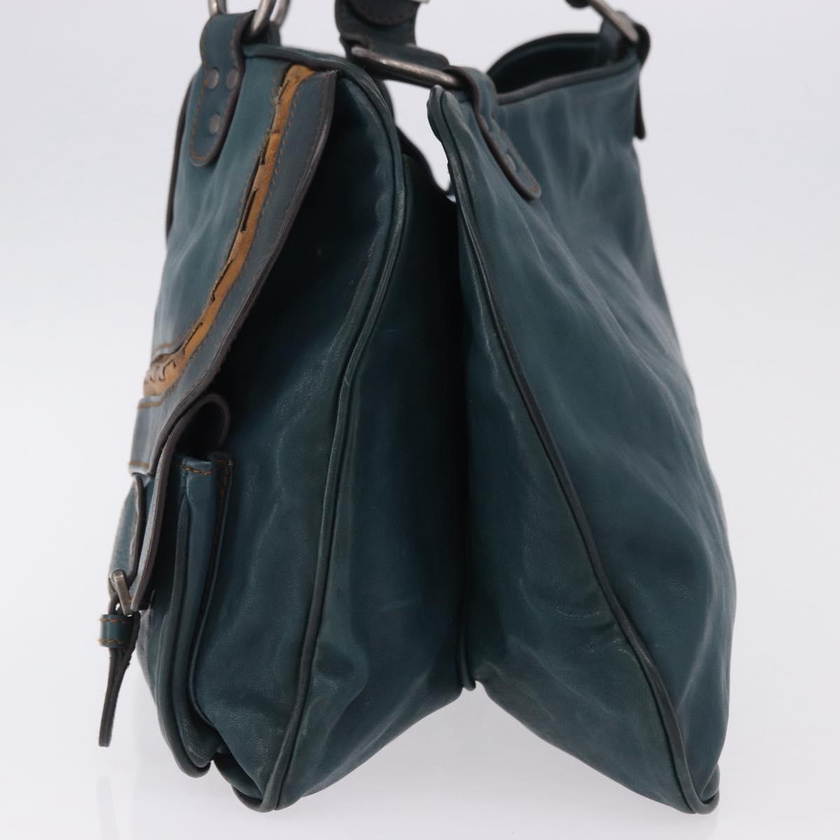 Christian Dior Gaucho Tote Bag Leather Green Silver Auth 194708V - Jerrillo image 4