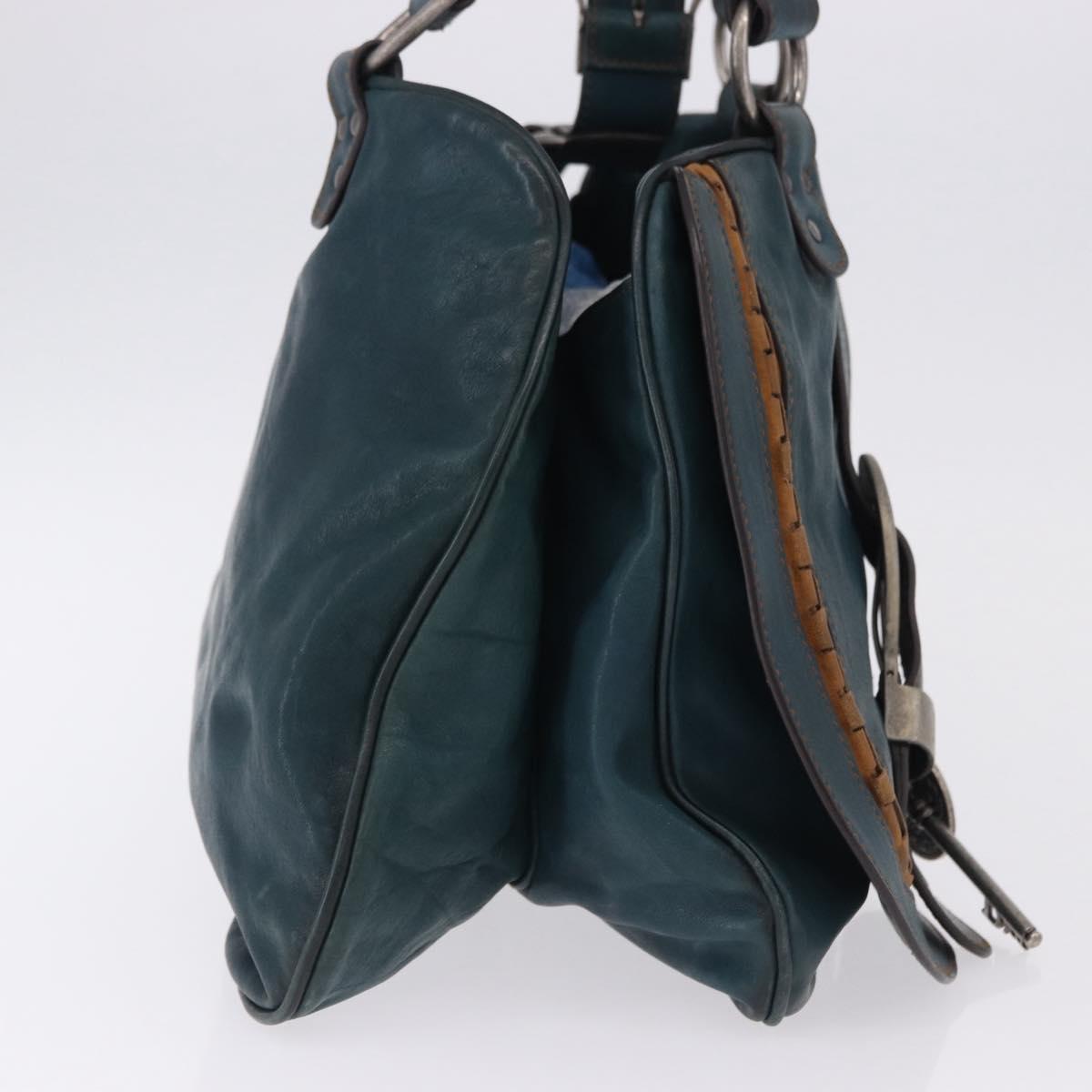 Christian Dior Gaucho Tote Bag Leather Green Silver Auth 194708V - Jerrillo image 5