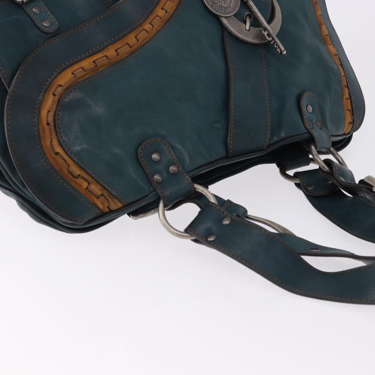 Christian Dior Gaucho Tote Bag Leather Green Silver Auth 194708V - Jerrillo image 6