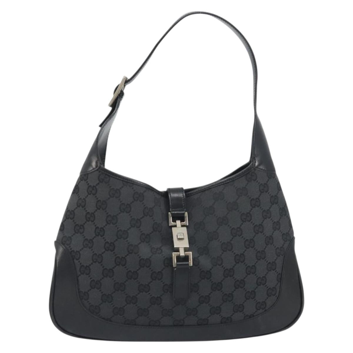 GUCCI GG Canvas Jackie Hand Bag Black Silver 001 3306 Auth 194743V - Jerrillo image 2