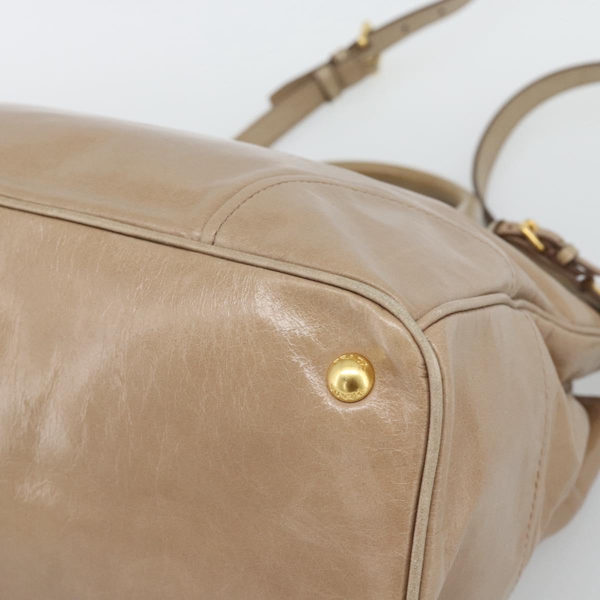 PRADA Hand Bag Leather 2way Beige Gold Auth 194763M - Jerrillo image 9