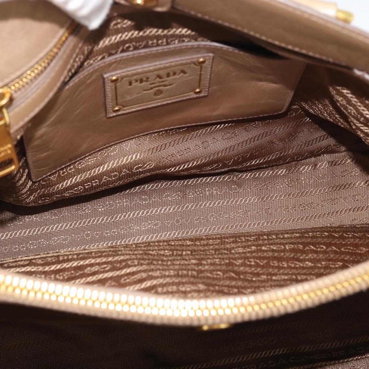 PRADA Hand Bag Leather 2way Beige Gold Auth 194763M - Jerrillo image 10