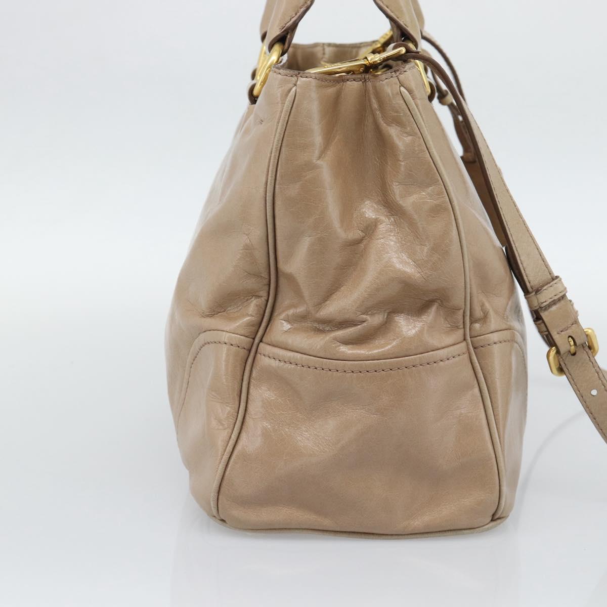 PRADA Hand Bag Leather 2way Beige Gold Auth 194763M - Jerrillo image 3