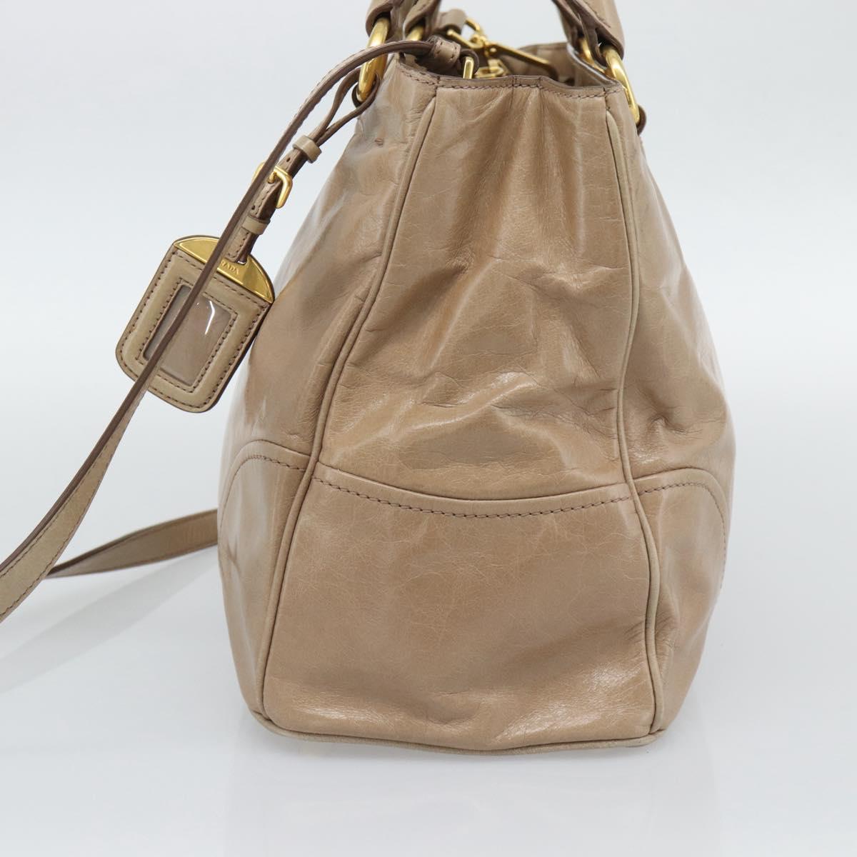 PRADA Hand Bag Leather 2way Beige Gold Auth 194763M - Jerrillo image 4