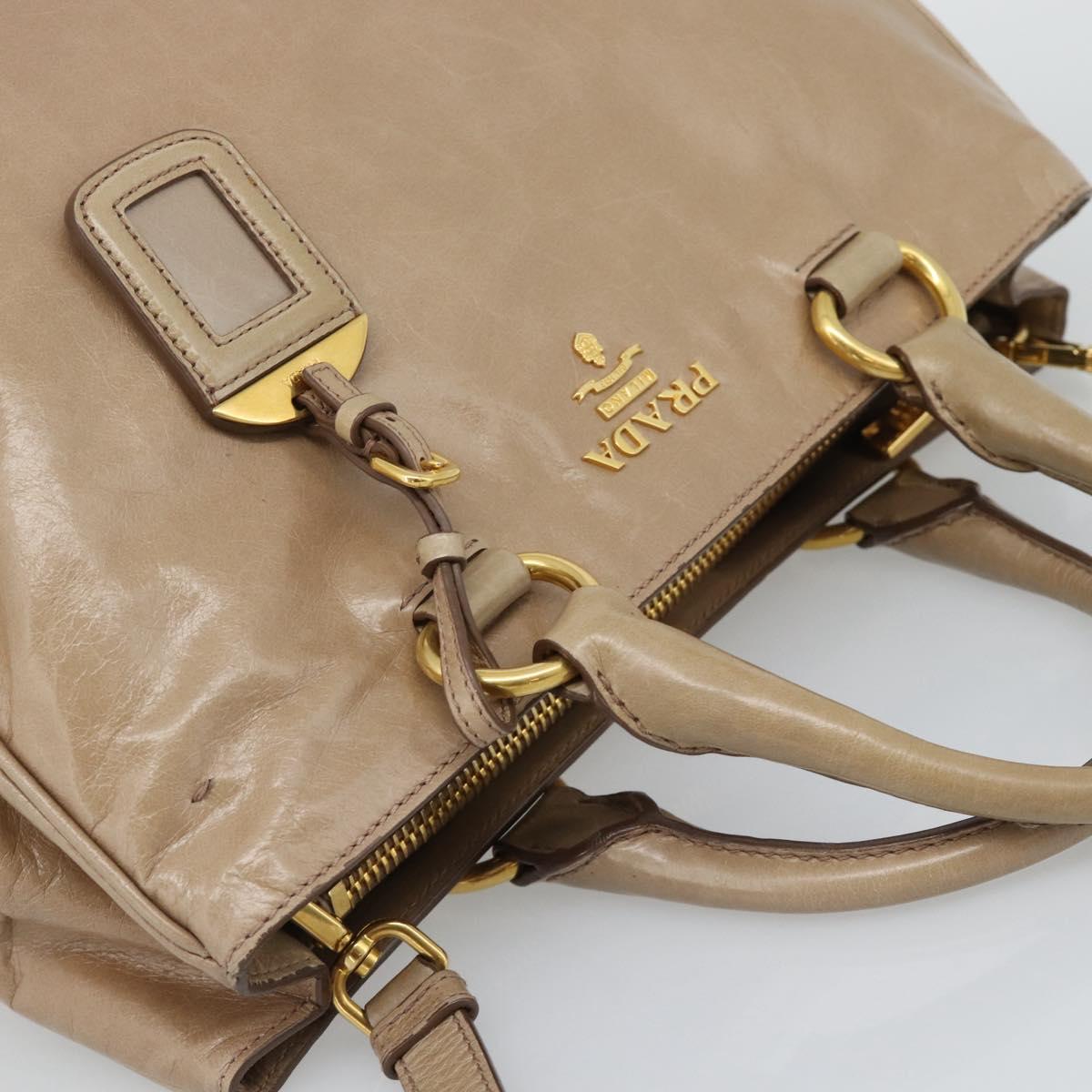 PRADA Hand Bag Leather 2way Beige Gold Auth 194763M - Jerrillo image 6