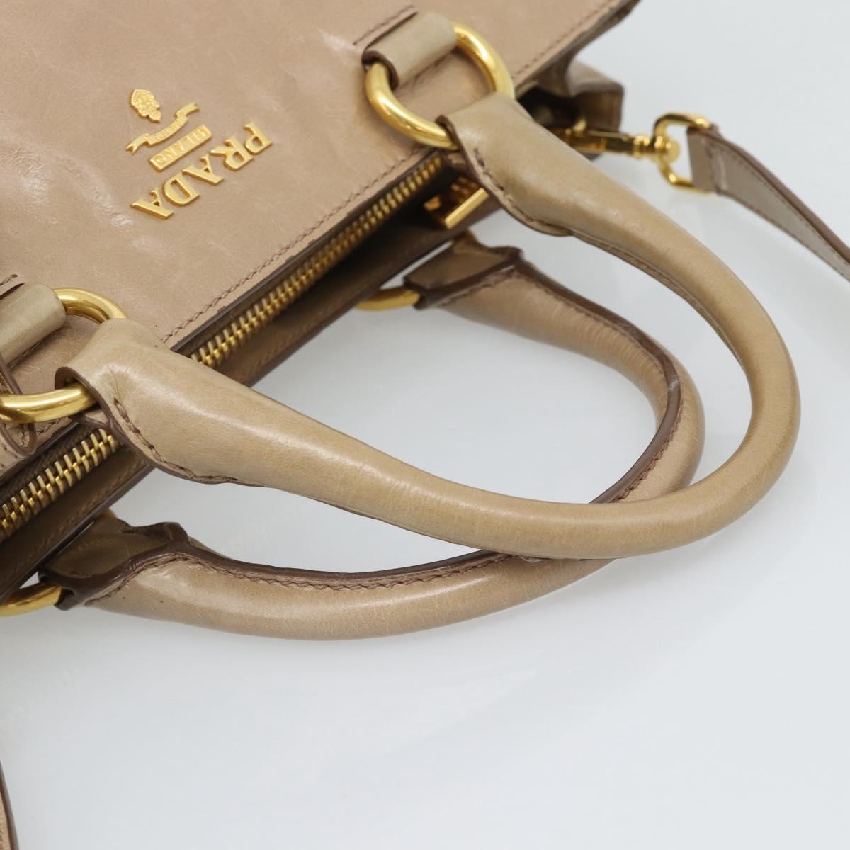 PRADA Hand Bag Leather 2way Beige Gold Auth 194763M - Jerrillo image 7