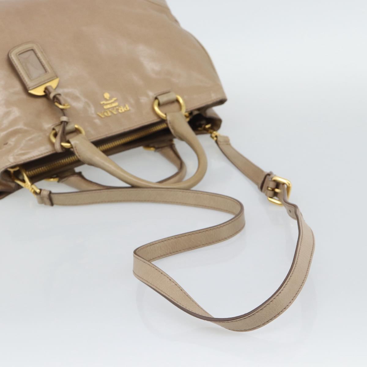 PRADA Hand Bag Leather 2way Beige Gold Auth 194763M - Jerrillo image 8