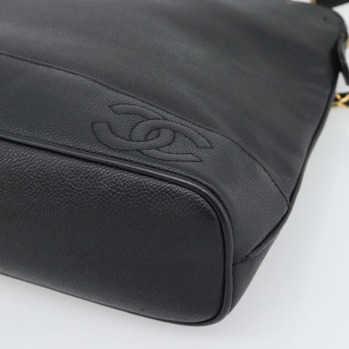 CHANEL Triple Coco Chain Tote Bag Caviar Skin Black Gold CC Auth 194844V - Jerrillo image 9