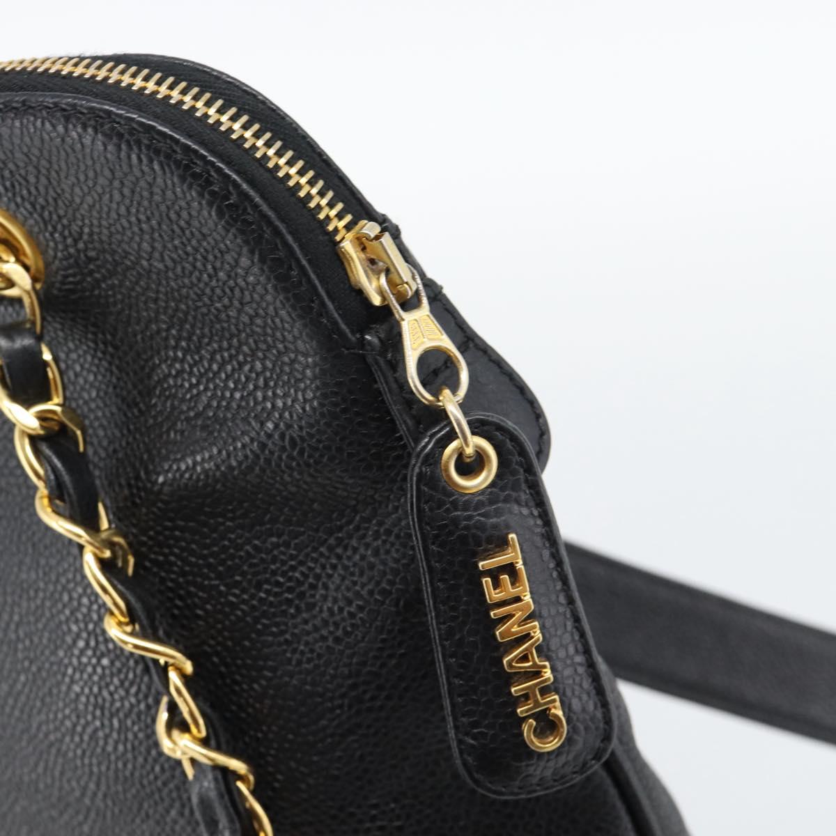 CHANEL Triple Coco Chain Tote Bag Caviar Skin Black Gold CC Auth 194844V - Jerrillo image 10