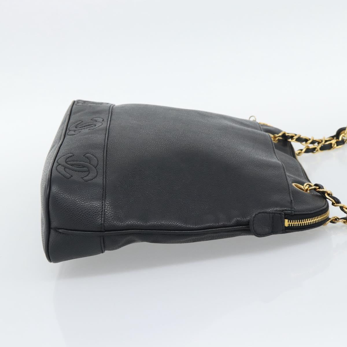 CHANEL Triple Coco Chain Tote Bag Caviar Skin Black Gold CC Auth 194844V - Jerrillo image 4