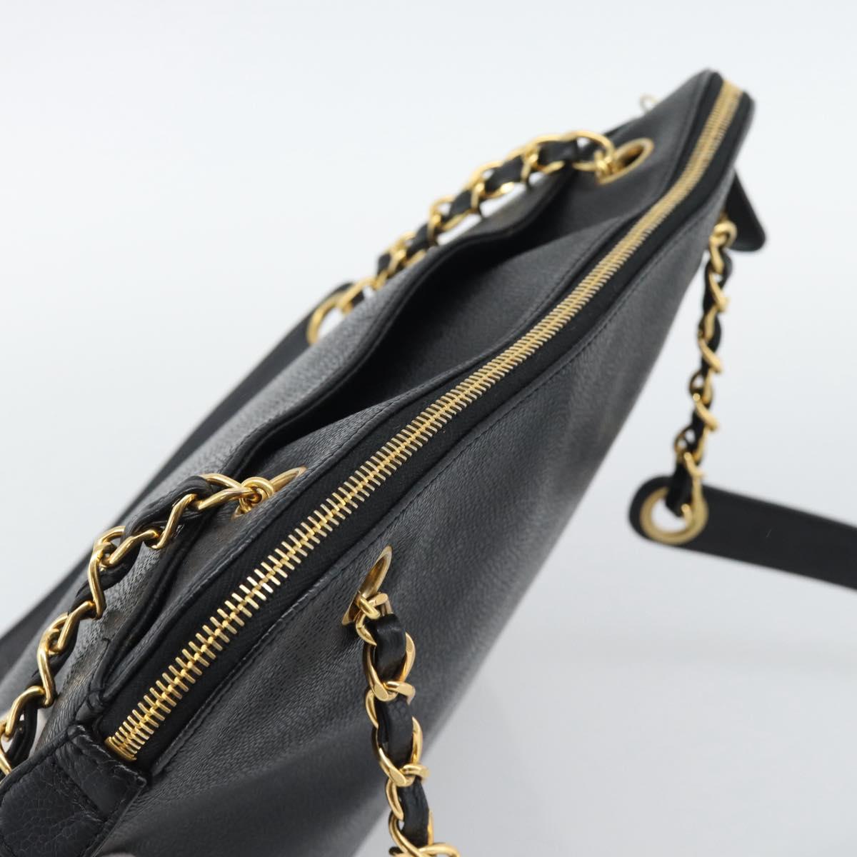 CHANEL Triple Coco Chain Tote Bag Caviar Skin Black Gold CC Auth 194844V - Jerrillo image 6