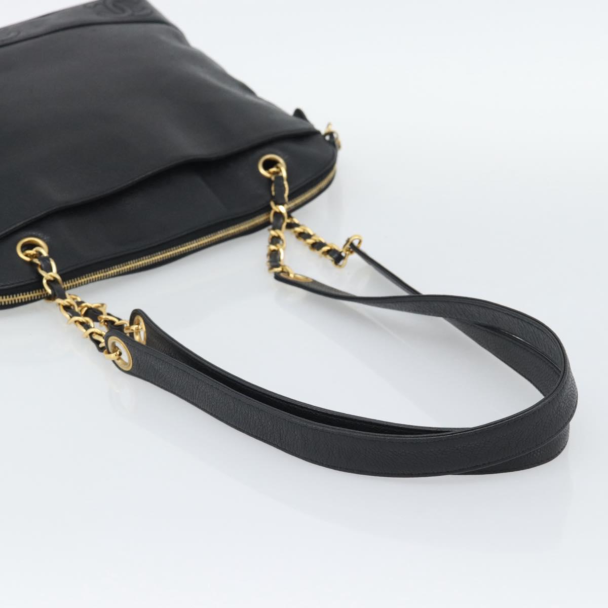 CHANEL Triple Coco Chain Tote Bag Caviar Skin Black Gold CC Auth 194844V - Jerrillo image 7