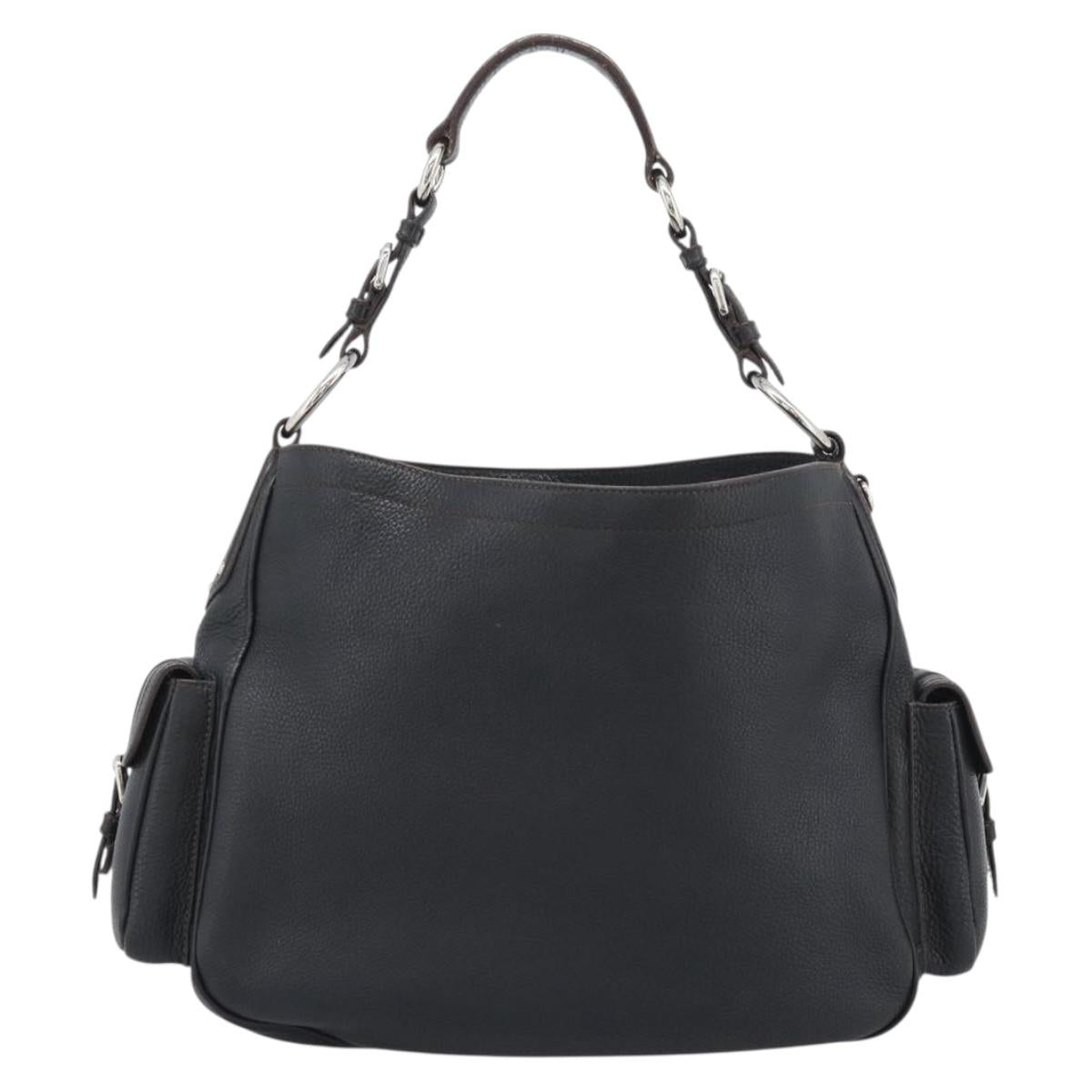 PRADA Shoulder Bag Vittero Dino Leather Black Silver Auth 194853SAV - Jerrillo image 3